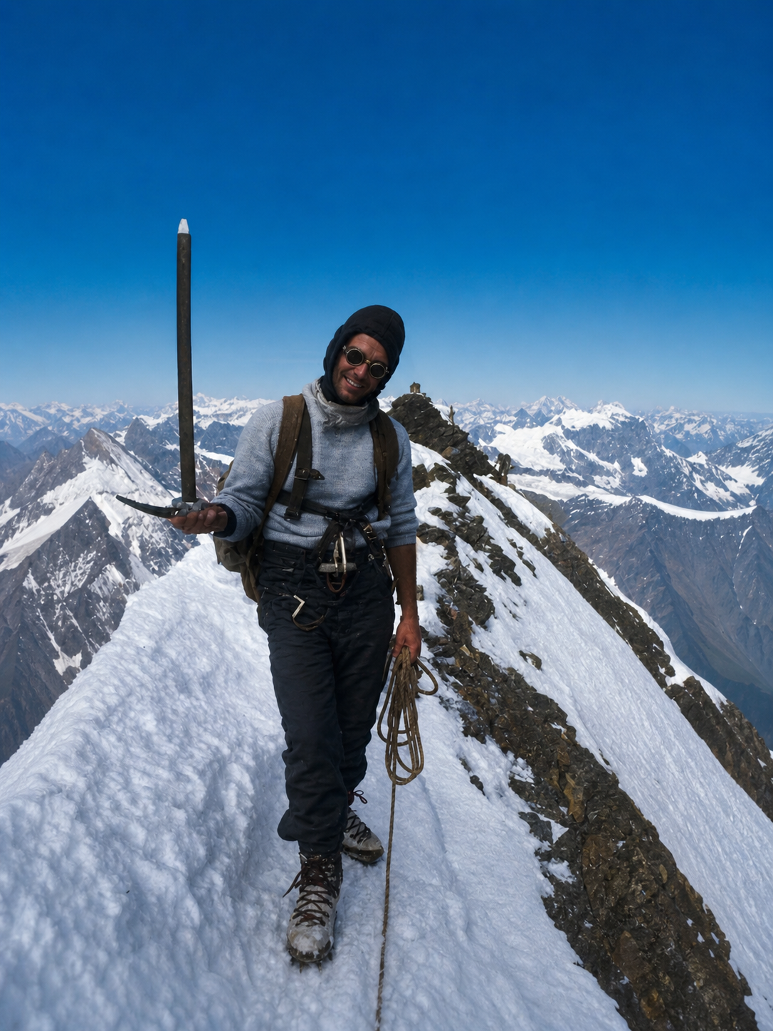 Albrecht Gehlbach auf dem Matterhorn-Gipfelgrat, 1989